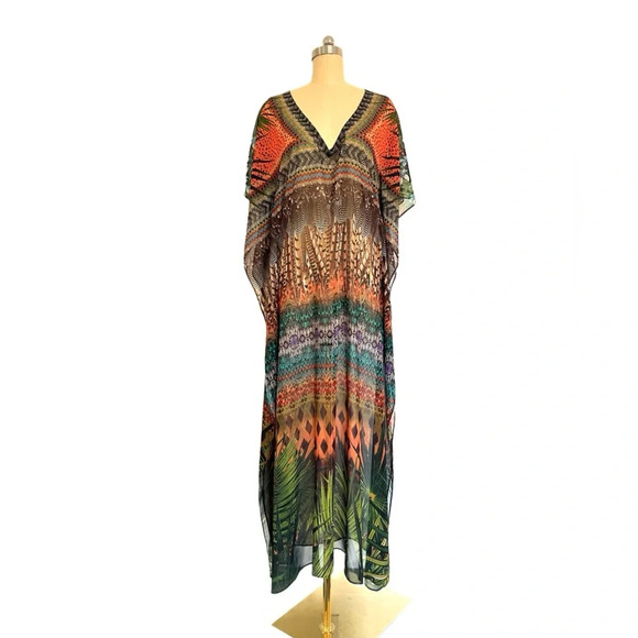 NWT La Blanca long maxi beach resort boho Tropical dress cover up S / M - Picture 4 of 9